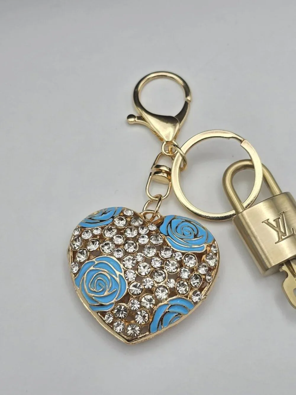LV Gold Padlock 🔑 Authentic Louis Vuitton Charm + Unbranded Heart Keychain